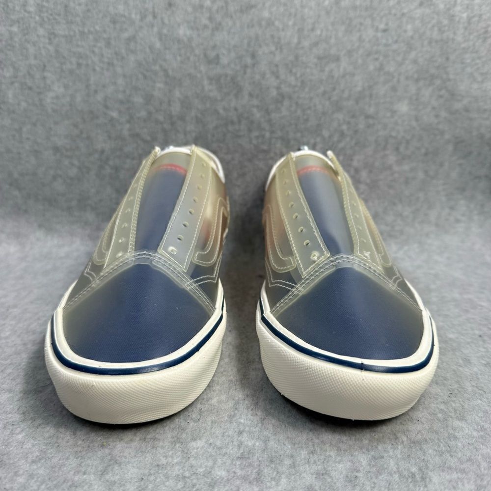 Vans Womens Shoes Size 8.5 Rare ComfyCush Slip On Skool Blue Red Canvas Sneakers - Picture 2 of 9